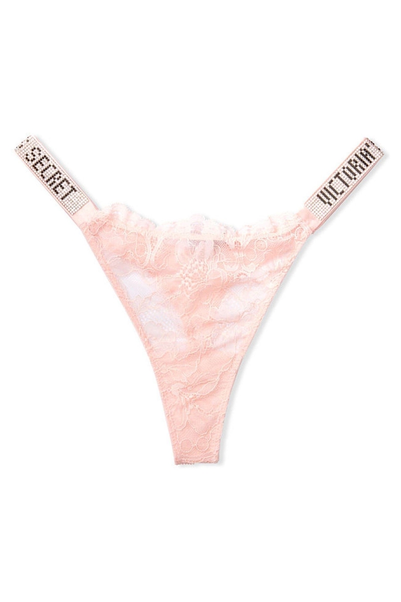 Victoria's Secret Very Sexy Encaje Shine Correa Tanga Panties Negras | 927061GRB