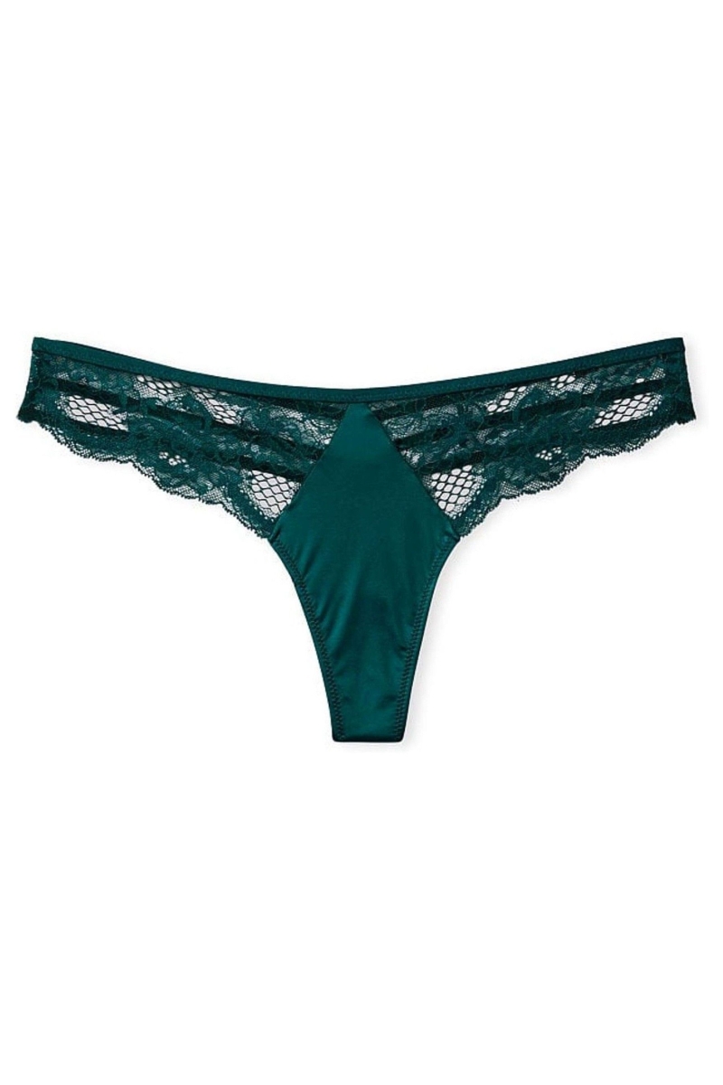 Victoria's Secret Very Sexy Encaje Tanga Panties Negras Verde | 203486KOW