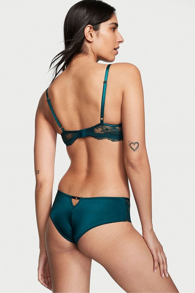 Victoria's Secret Very Sexy Encaje Tanga Panties Negras Verde | 485670ULM