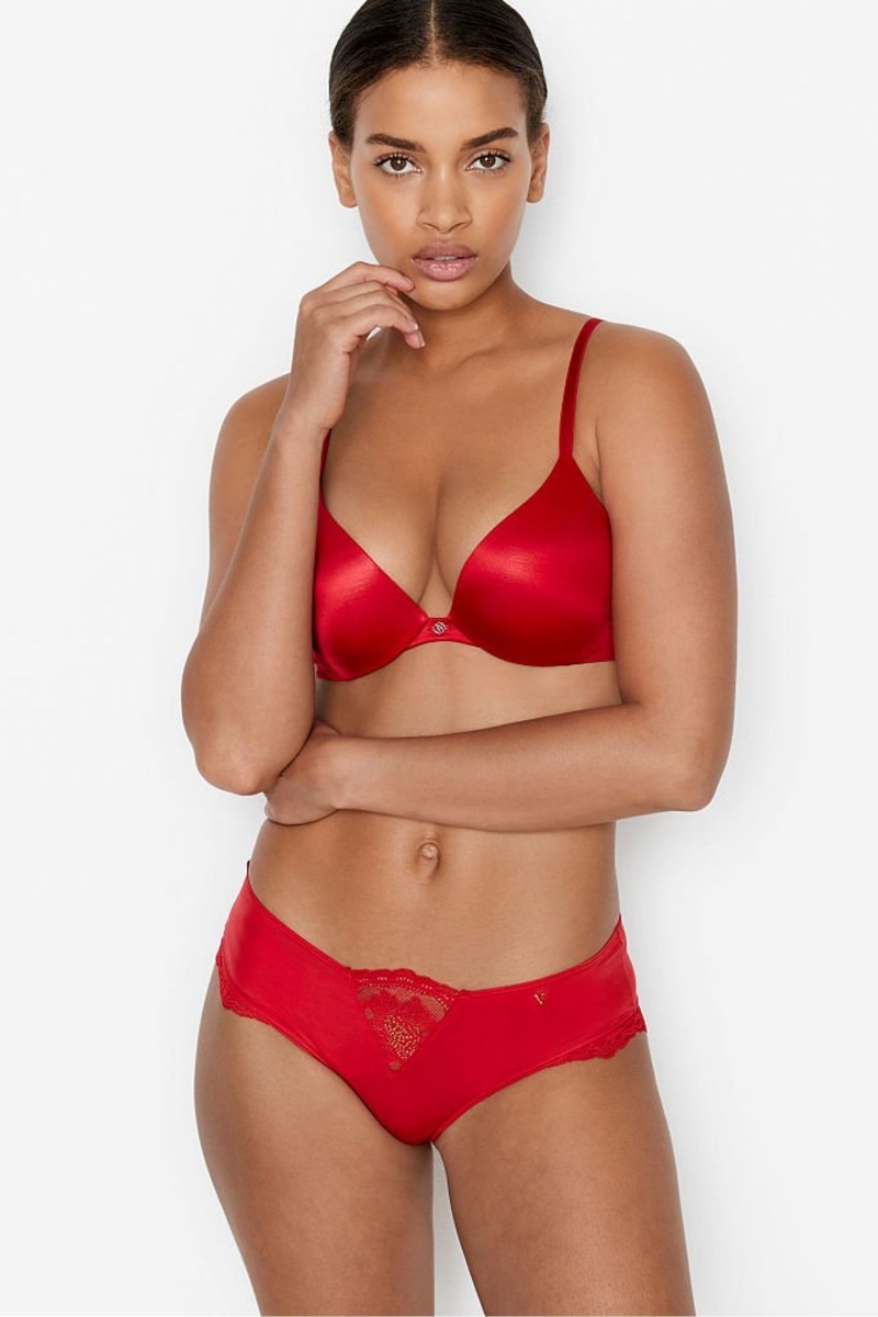 Victoria's Secret Very Sexy Smooth Plunge Push Up Bra Rojas | 489735KHF