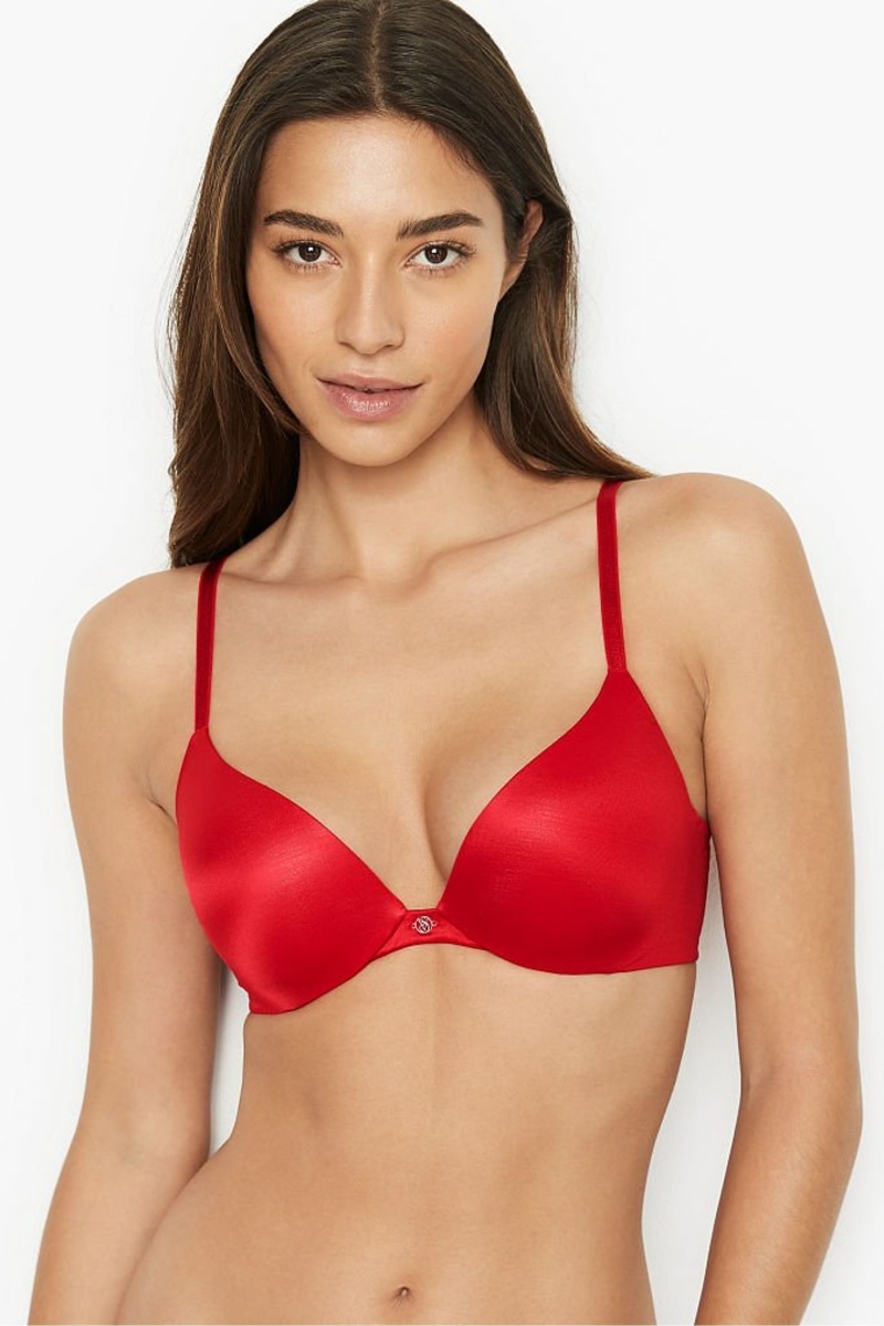 Victoria\'s Secret Very Sexy Smooth Plunge Push Up Bra Rojas | 489735KHF