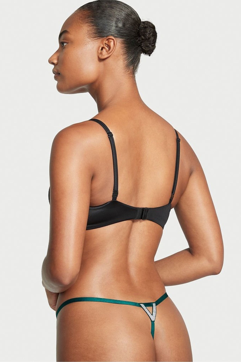 Victoria's Secret Very Sexy Smooth Shine Correa Panties Negras Verde | 306578TEN