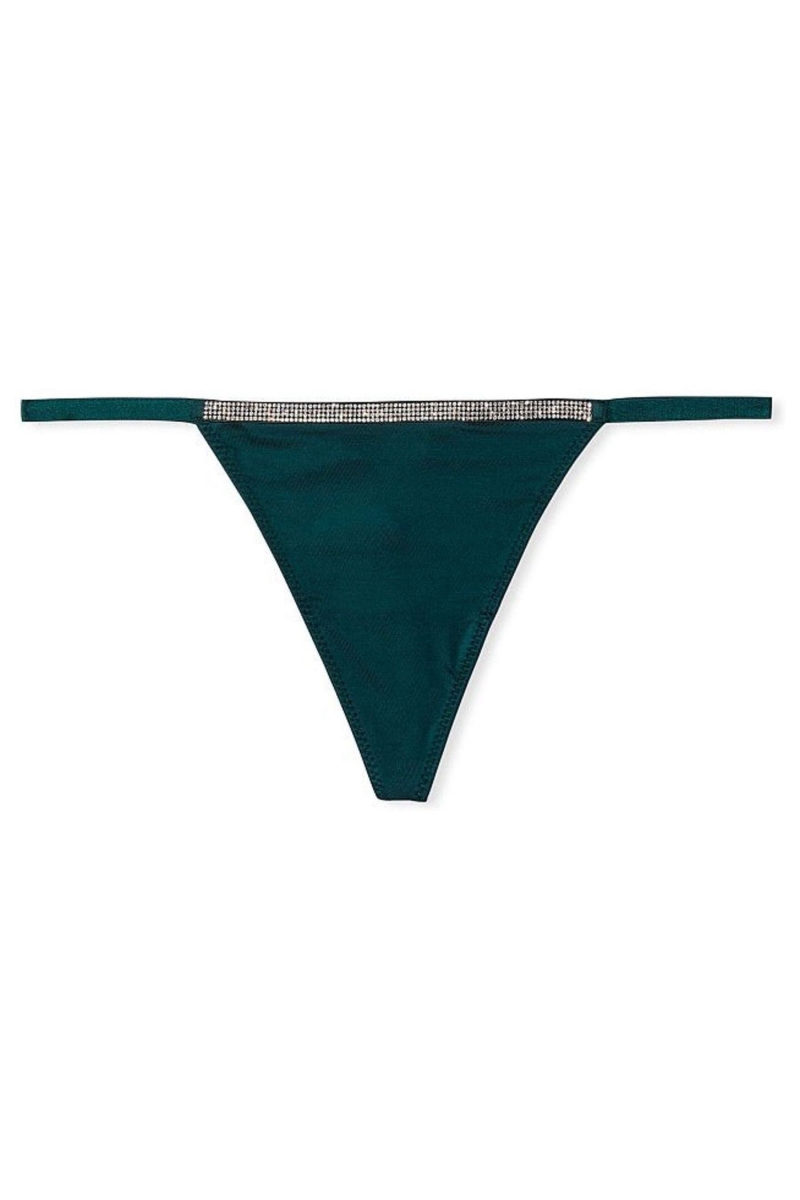 Victoria's Secret Very Sexy Smooth Shine Correa Panties Negras Verde | 306578TEN