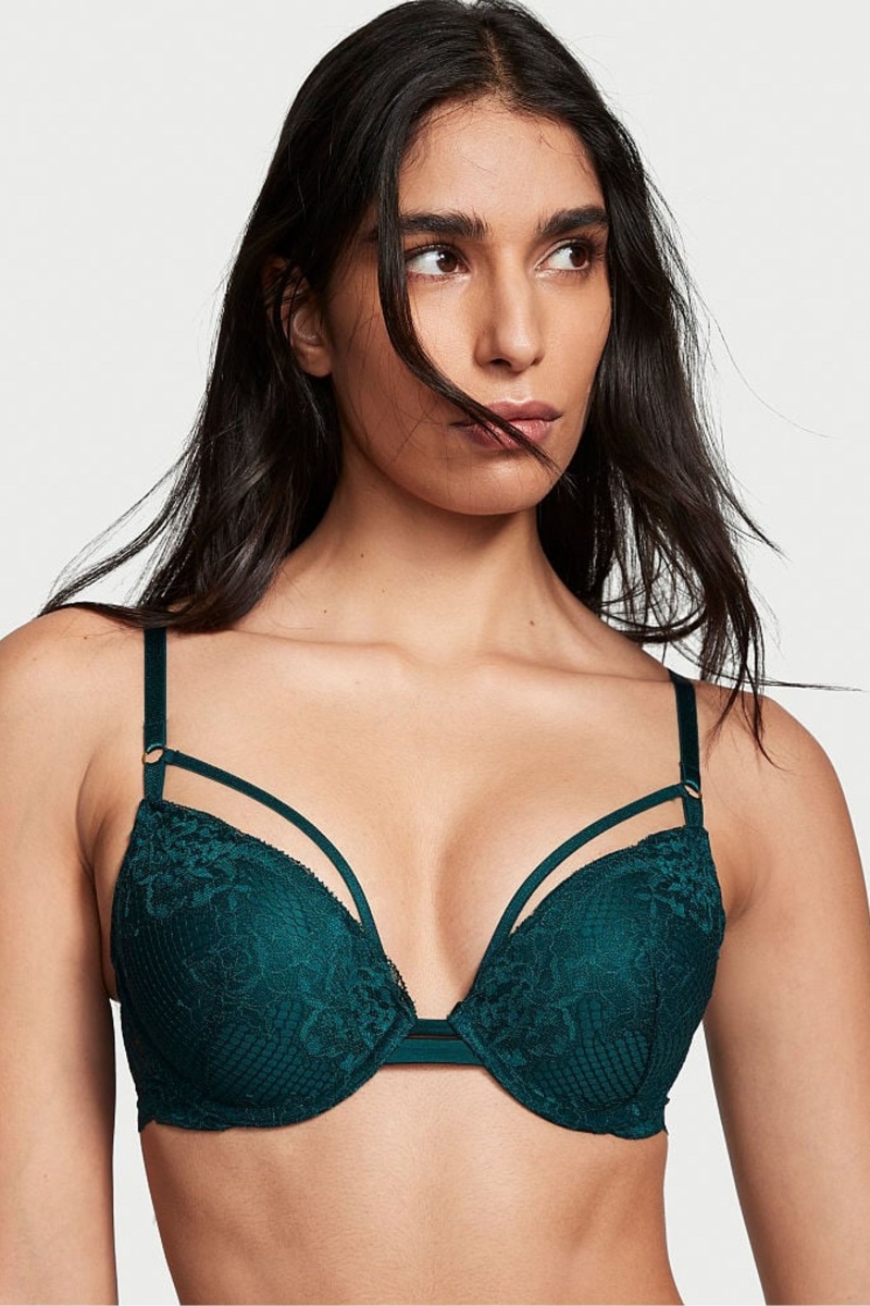 Victoria's Secret Very Sexy Tiras Fishnet Encaje Bra Negras Verde | 150623NCQ