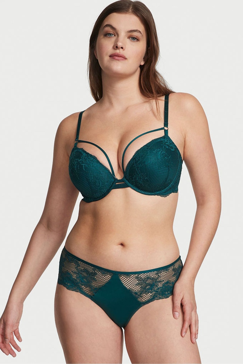 Victoria\'s Secret Very Sexy Tiras Fishnet Encaje Bra Negras Verde | 150623NCQ