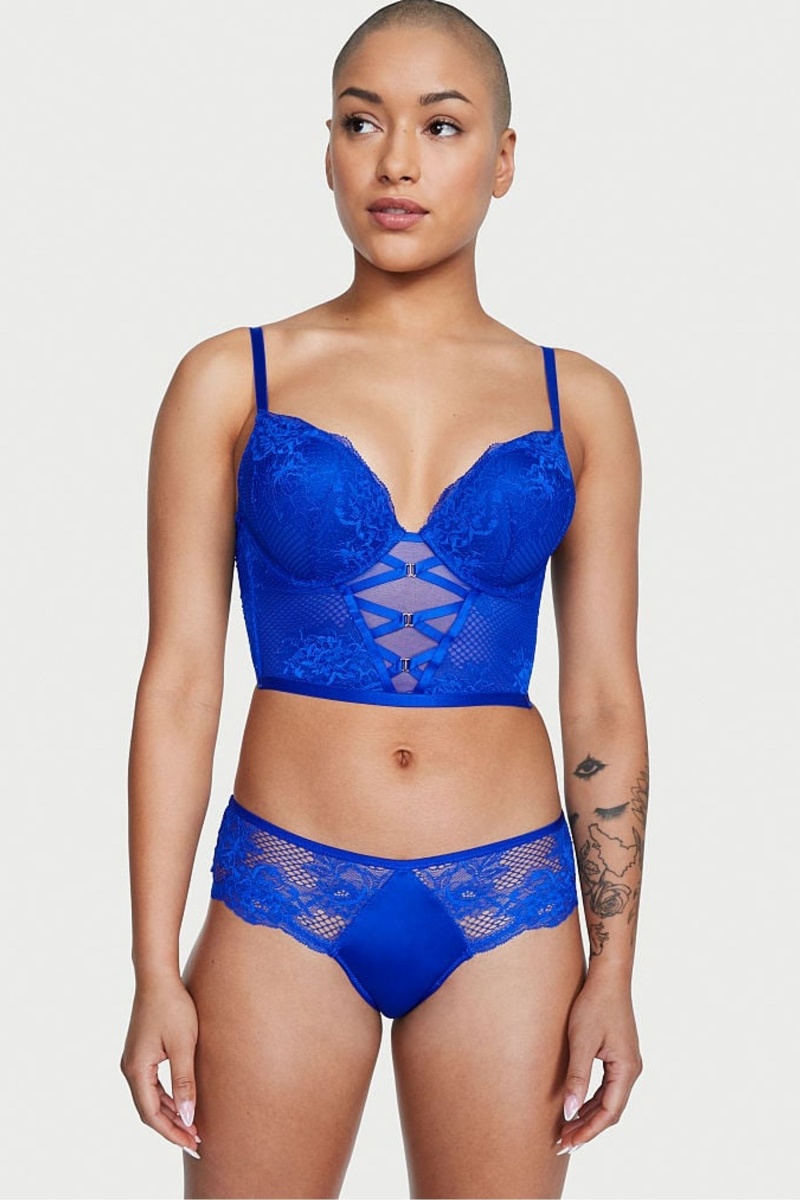 Victoria's Secret Very Sexy Tiras Fishnet Encaje Bra Azules | 456302XAS