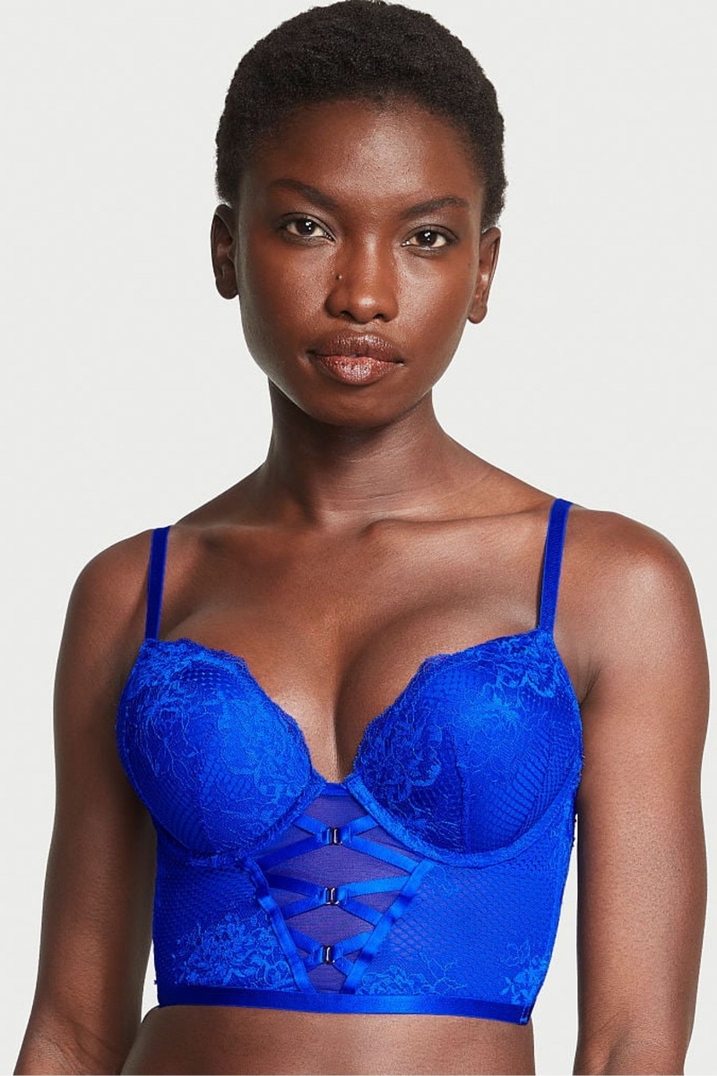 Victoria\'s Secret Very Sexy Tiras Fishnet Encaje Bra Azules | 456302XAS