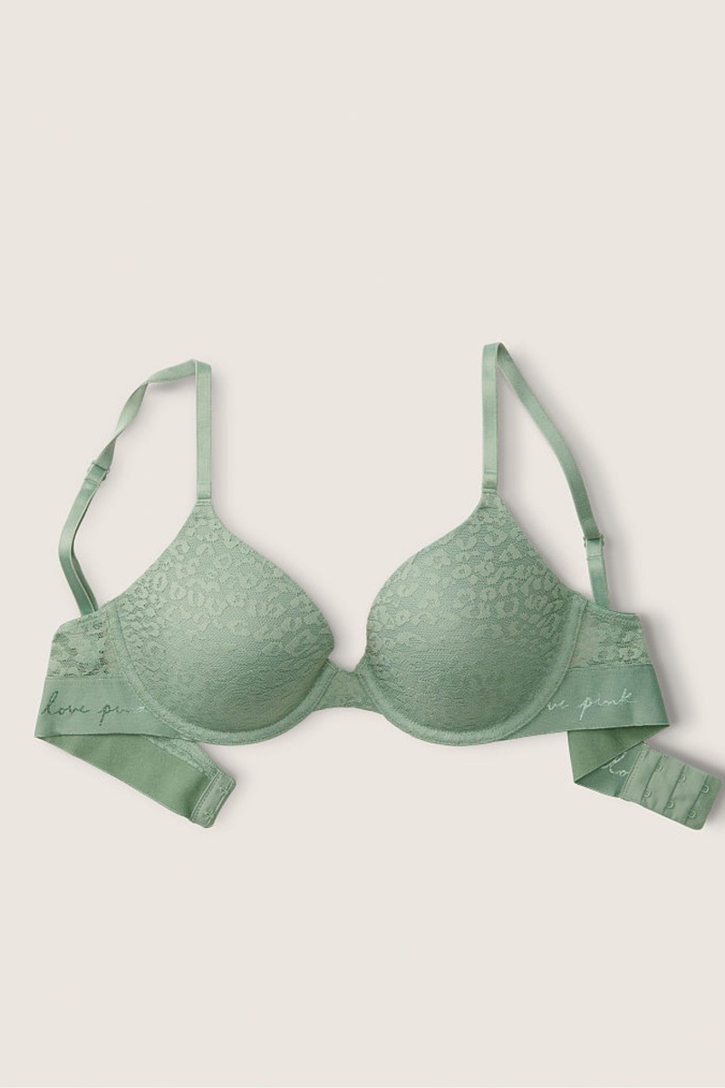 Victoria\'s Secret Wear Everywhere Encaje Lightly Forro T-Shirt Bra Verde | 134705OMH