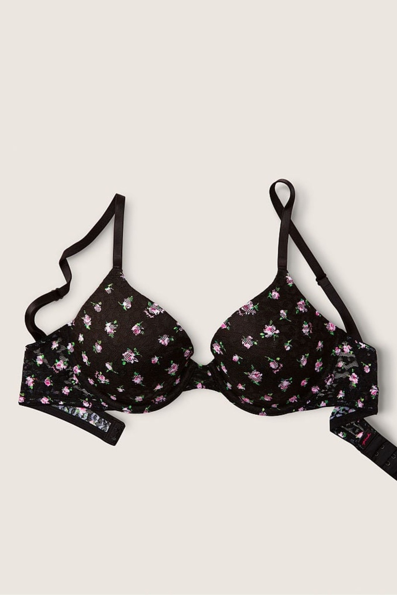 Victoria\'s Secret Wear Everywhere Encaje Lightly Forro T-Shirt Bra Negras | 267530BAW