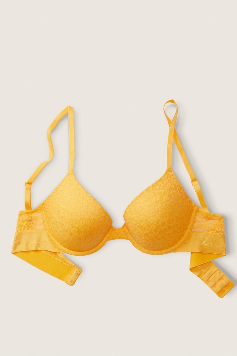 Victoria's Secret Wear Everywhere Encaje Push Up T-Shirt Bra Amarillo | 310674FQM