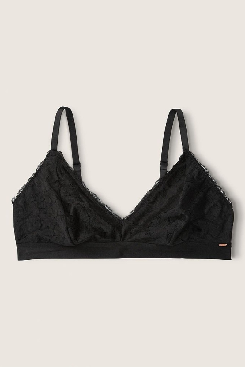 Victoria's Secret Wear Everywhere Encaje Unlined Triangle Bralette Negras | 452683MFD