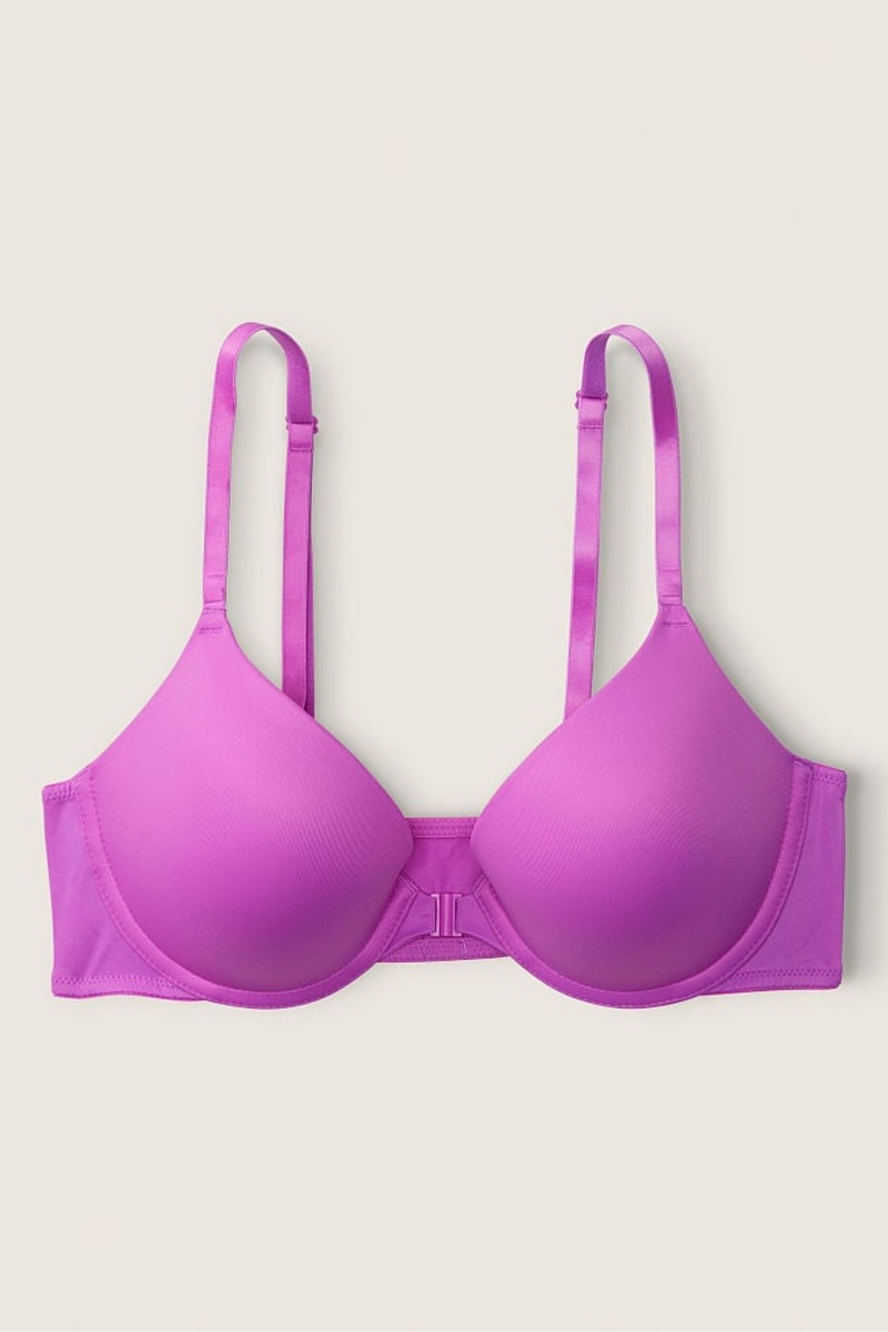 Victoria's Secret Wear Everywhere Front Fijacion Push Up T-Shirt Bra Moradas | 870169OTP