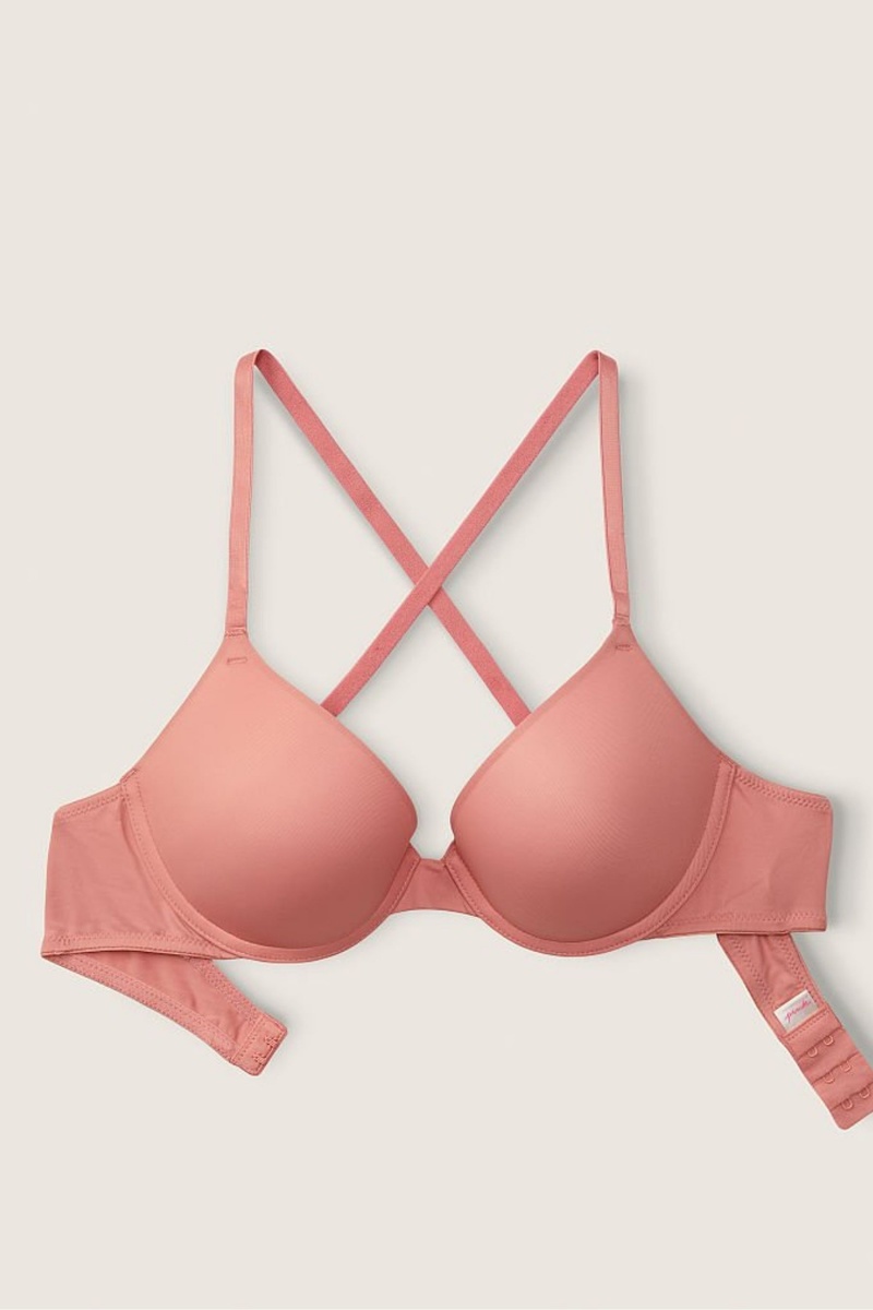 Victoria's Secret Wear Everywhere Smooth Push Up T-Shirt Bra Rosas Rosas | 139472YBP