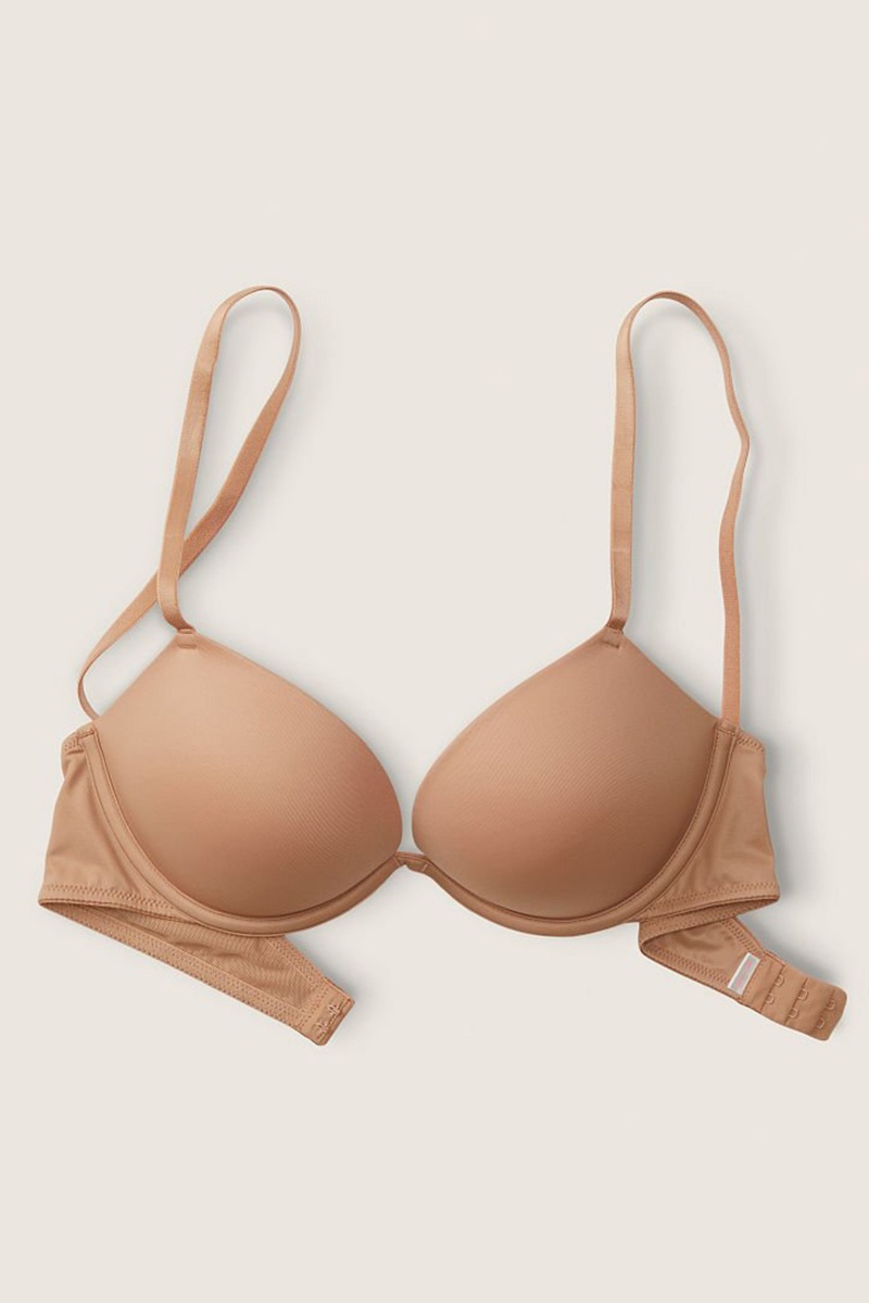 Victoria's Secret Wear Everywhere Smooth Push Up T-Shirt Bra Mocha Latte Nude | 182379XFW