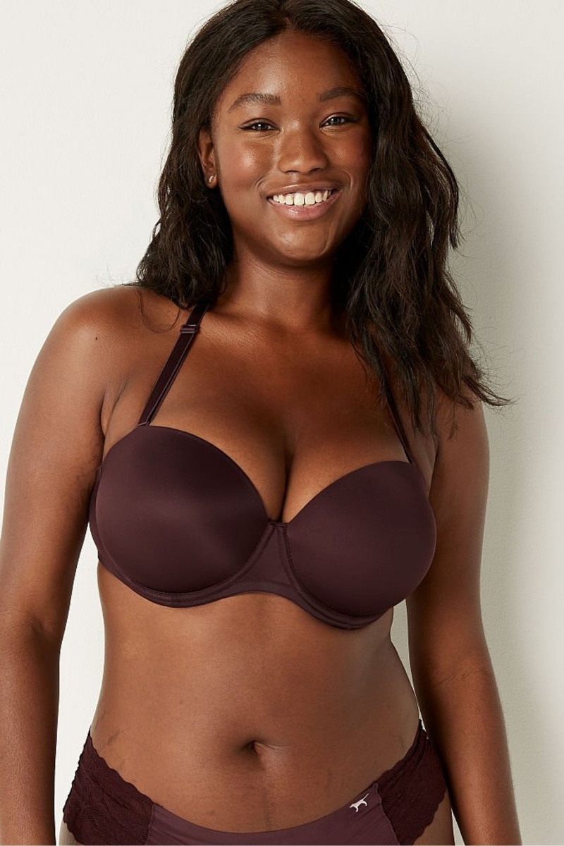 Victoria's Secret Wear Everywhere Smooth Multiway Strapless Push Up Bra Cafe Marrones | 254971ZBA