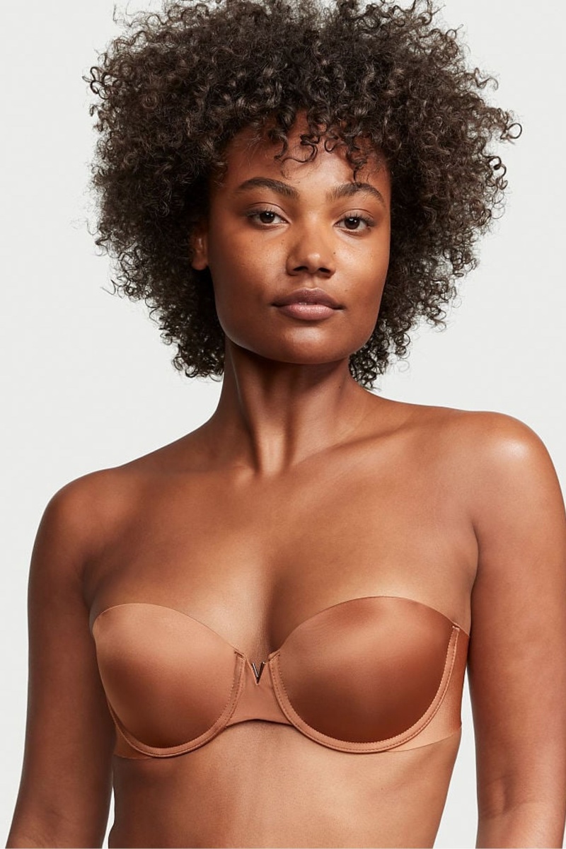 Victoria\'s Secret Wear Everywhere Smooth Multiway Strapless Push Up Bra Marrones | 269581TWV