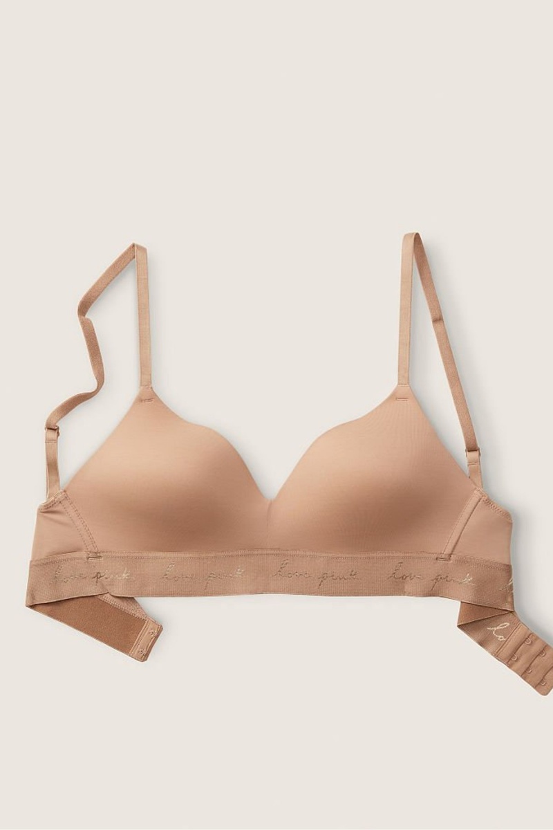 Victoria's Secret Wear Everywhere Smooth Lightly Forro Non Wired T-Shirt Bra Mocha Latte Nude | 423597NAV