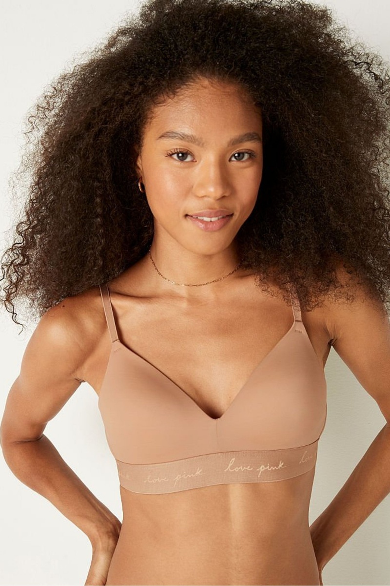 Victoria\'s Secret Wear Everywhere Smooth Lightly Forro Non Wired T-Shirt Bra Mocha Latte Nude | 423597NAV