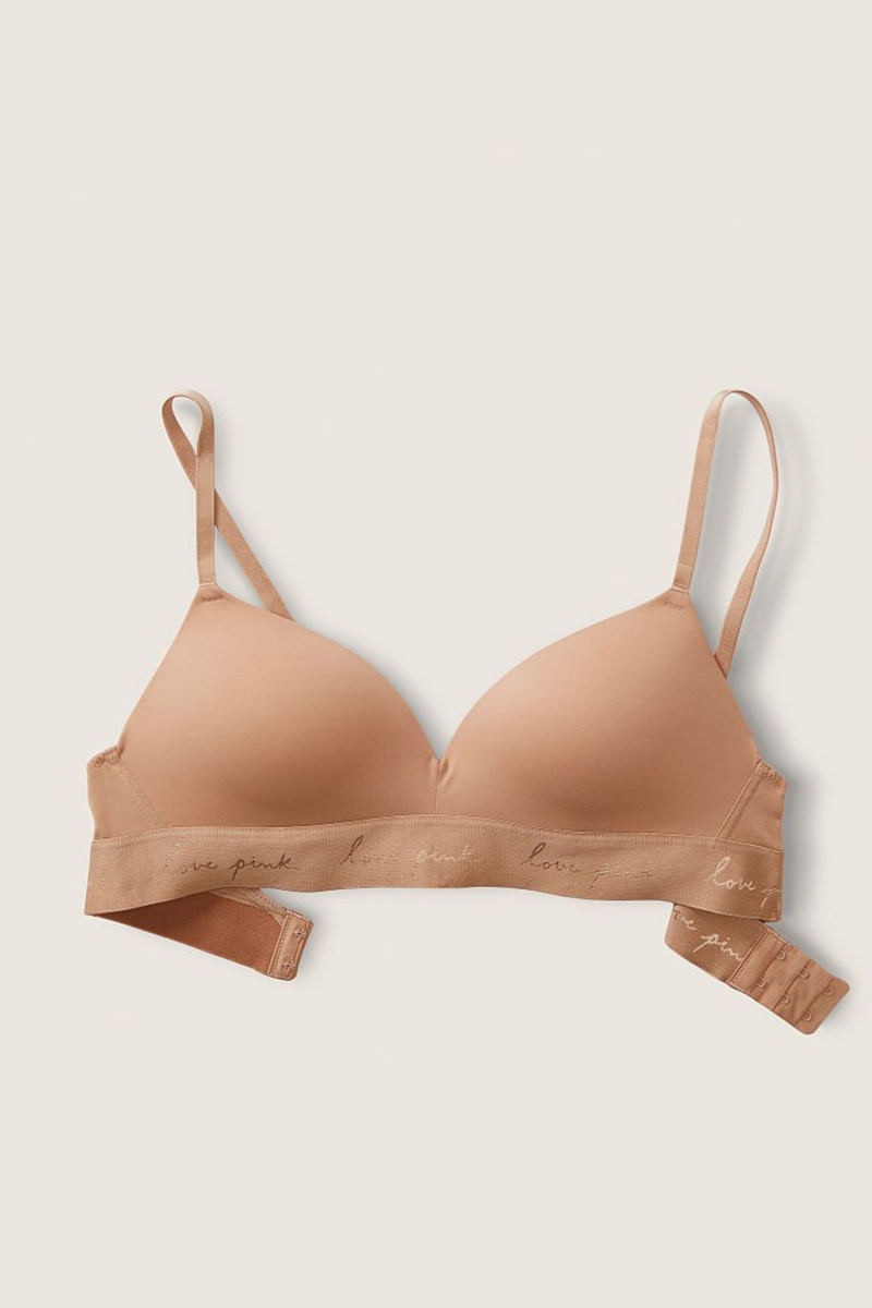 Victoria's Secret Wear Everywhere Smooth Non Wired Push Up T-Shirt Bra Mocha Latte Nude | 426901SWI