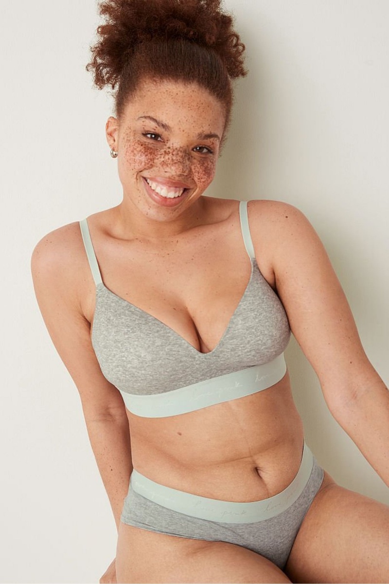 Victoria's Secret Wear Everywhere Smooth Lightly Forro Non Wired T-Shirt Bra Gris | 429315CSJ