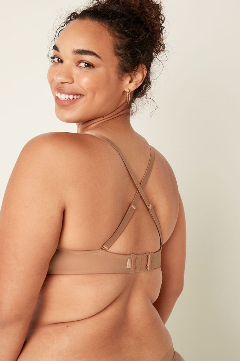 Victoria's Secret Wear Everywhere Smooth Multiway Strapless Push Up Bra Mocha Latte Nude | 580763YQN