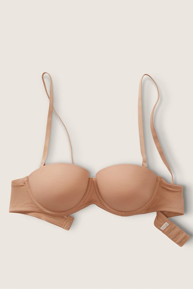 Victoria's Secret Wear Everywhere Smooth Multiway Strapless Push Up Bra Mocha Latte Nude | 580763YQN