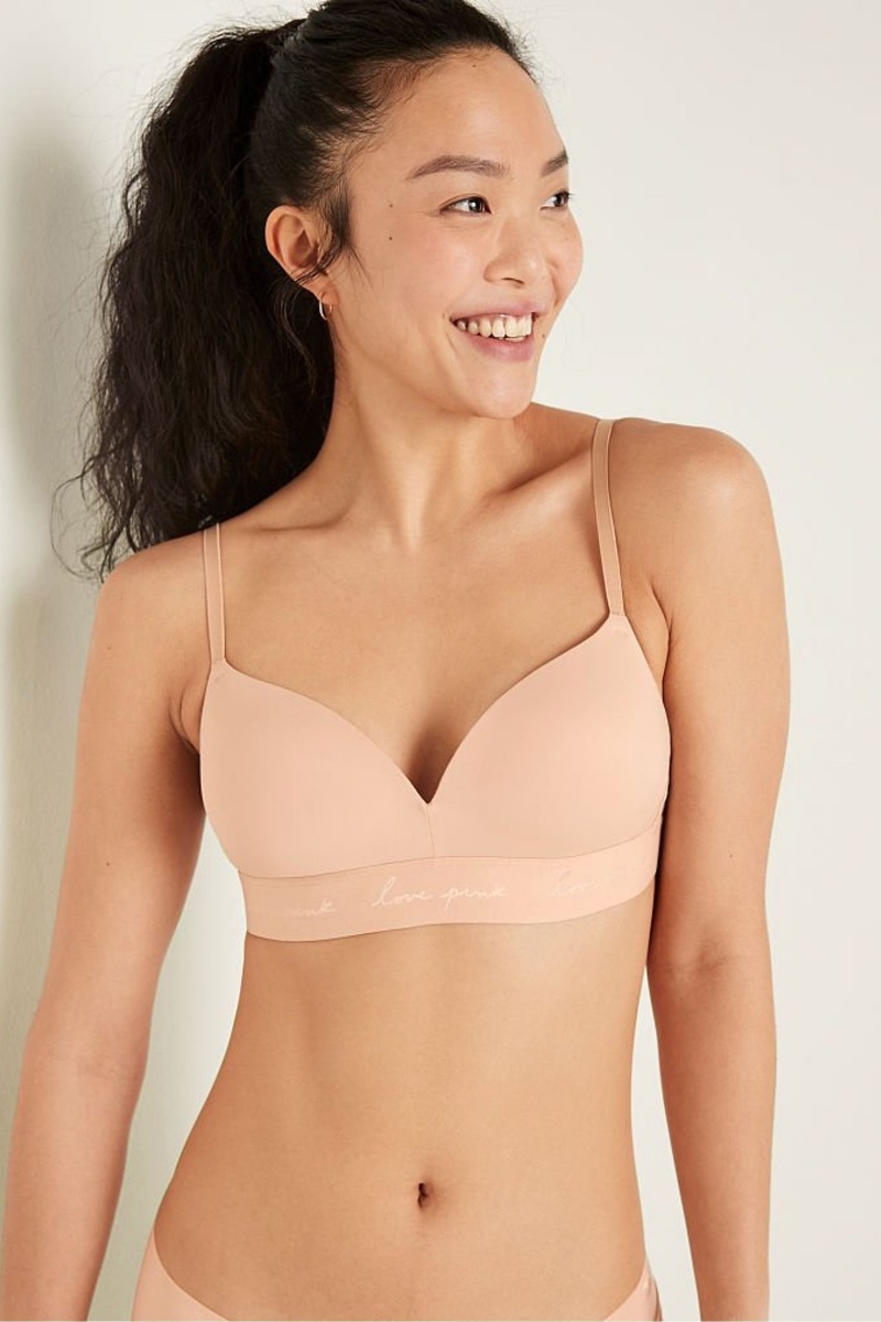 Victoria\'s Secret Wear Everywhere Smooth Non Wired Push Up T-Shirt Bra Champagne Nude | 735916PUR