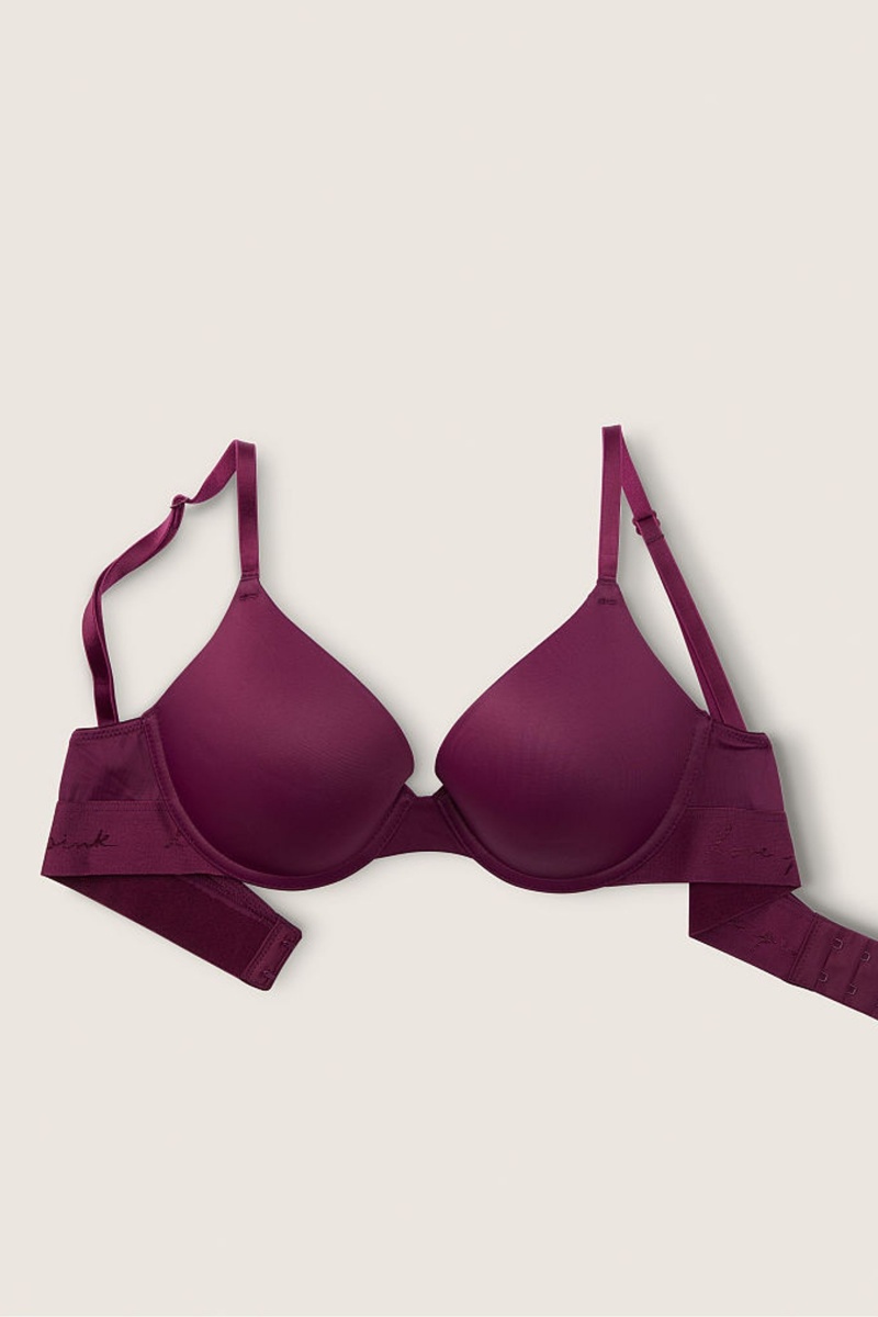 Victoria's Secret Wear Everywhere Smooth Push Up T-Shirt Bra Burdeos Moradas | 740521YUN