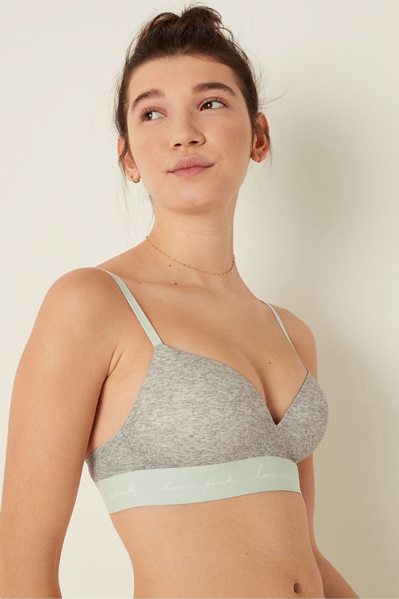 Victoria's Secret Wear Everywhere Smooth Non Wired Push Up T-Shirt Bra Gris | 756389TMV