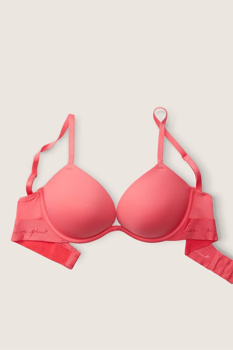 Victoria's Secret Wear Everywhere Smooth Push Up T-Shirt Bra Rosas | 840571GEJ