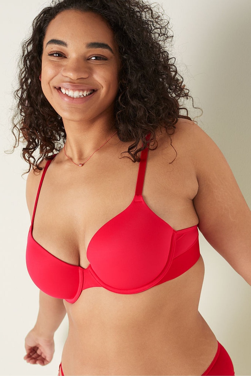 Victoria\'s Secret Wear Everywhere Smooth Lightly Forro T-Shirt Bra Rojas | 849652XUR