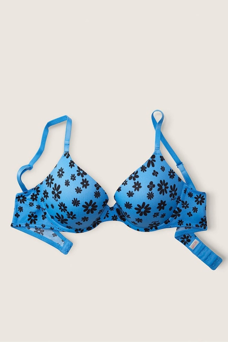 Victoria's Secret Wear Everywhere Wear Everywhere Smooth Push Up T-Shirt Bra Azur Azules | 028136PQC