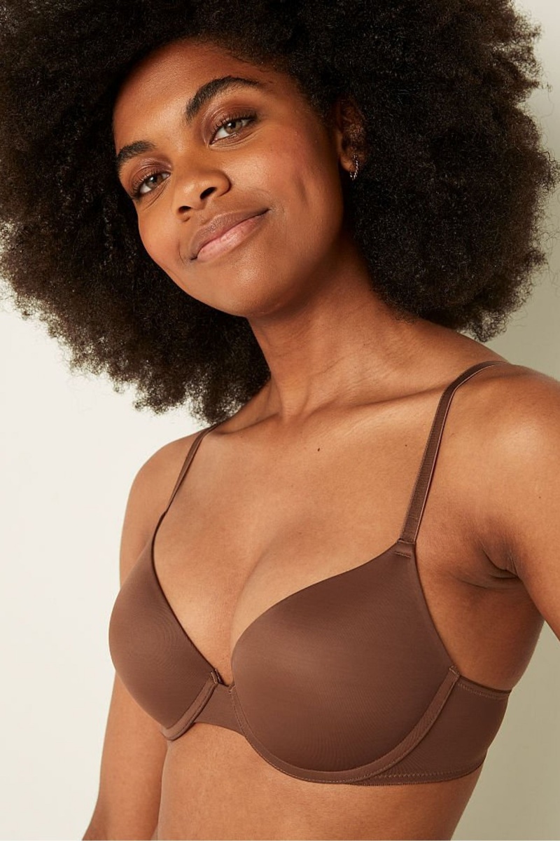 Victoria's Secret Wear Everywhere Wear Everywhere Smooth Push Up T-Shirt Bra Marrones | 875240QHW