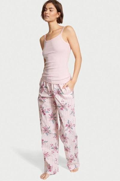 Victoria's Secret Algodon Long Pyjamas Rosas | 730594LJM