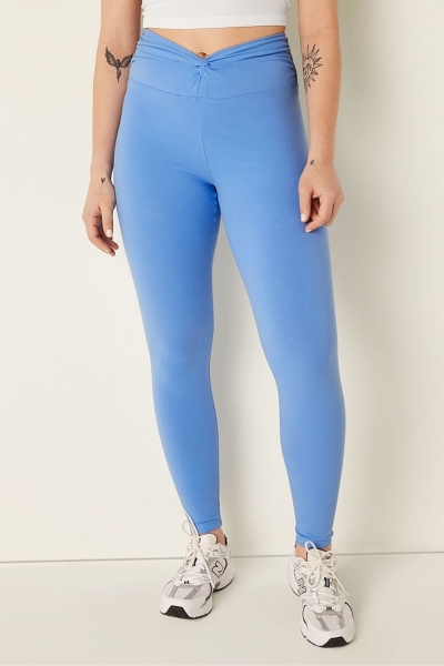 Victoria's Secret Algodon Twist Cintura Full Length Leggings Azules | 136092TEF