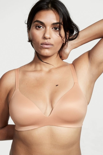 Victoria's Secret Bare Smooth Lightly Forro Plunge Non Wired Bra Champagne Nude | 513297LCX