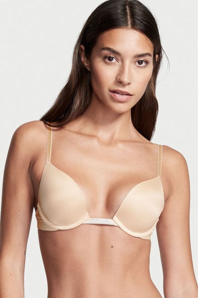 Victoria's Secret Bare Smooth Plunge Shine Multiway Bra Marzipan Nude | 897613PGN