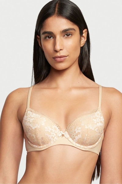 Victoria's Secret Body by Victoria Front Fijacion Encaje Trim Lightly Forro Demi Bra Champagne Xdye Nude | 276159SKF