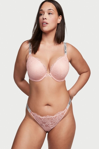 Victoria's Secret Bombshell Add-2-Cups Encaje Shine Correa Push-Up Bra Rosas | 410579YXS