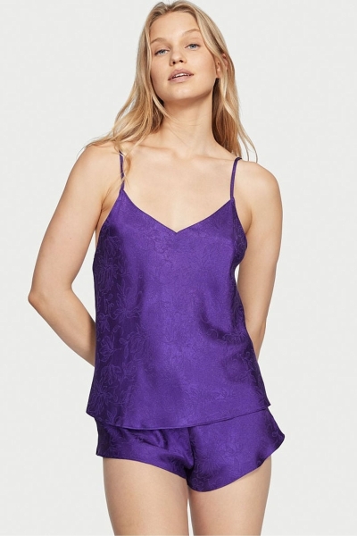 Victoria's Secret Draped Back Satin Cami Set Moradas | 036157XZM