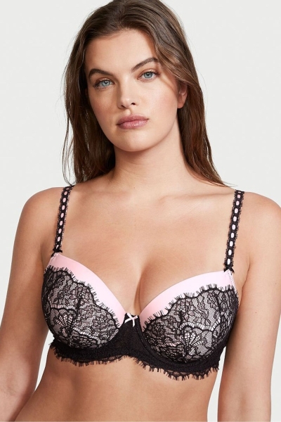 Victoria's Secret Dream Angels Encaje Push Up Bra Negras Rosas | 912560RVC