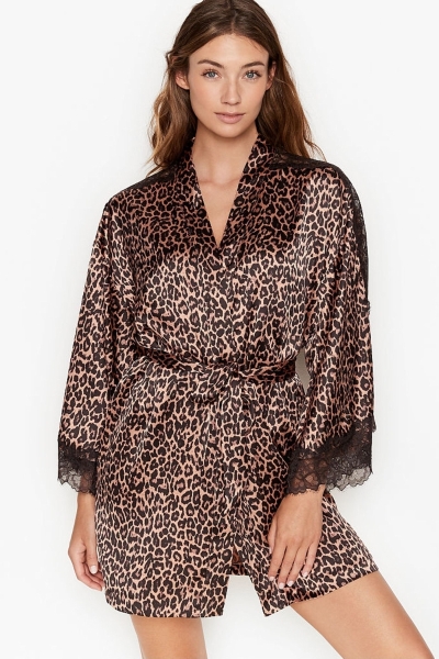 Victoria's Secret Encaje Inset Kimono Robe Negras | 539726FWZ