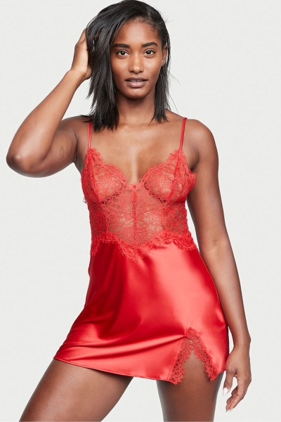 Victoria's Secret Encaje Slit Provocative Slip Rojas | 734105AVB