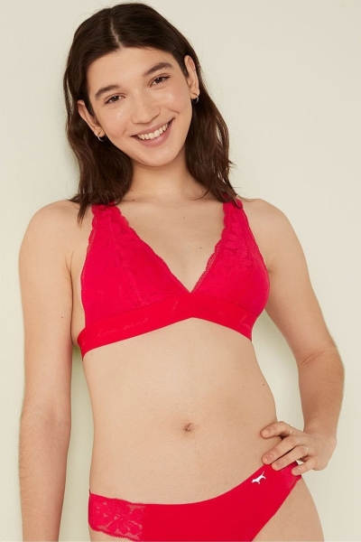 Victoria's Secret Encaje Tiras Back Halterneck Bralette Coral Creme Naranjas | 946821TIO