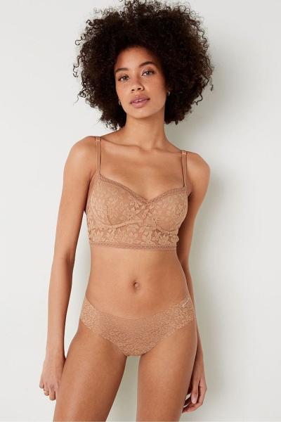 Victoria's Secret Encaje Wired Push Up Bralette Mocha Latte Nude | 765419PLB