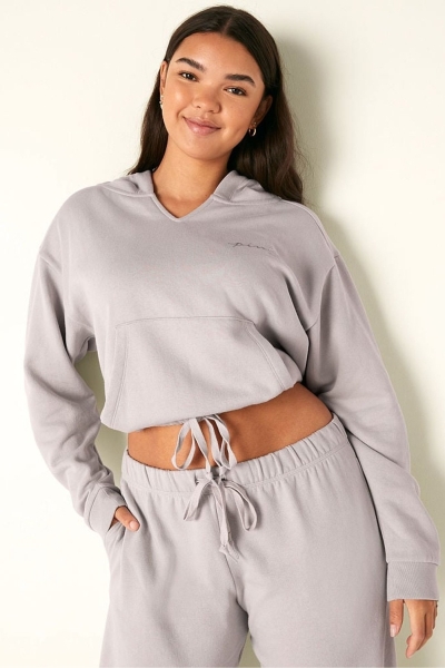 Victoria's Secret Fleece Cropped Cinched Campus Hoodie Moradas | 896723HEO