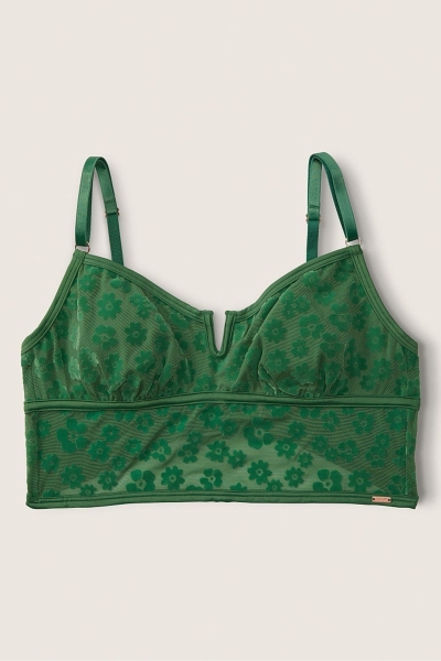 Victoria's Secret Flocked Mesh Bralette Verde | 280576KCJ