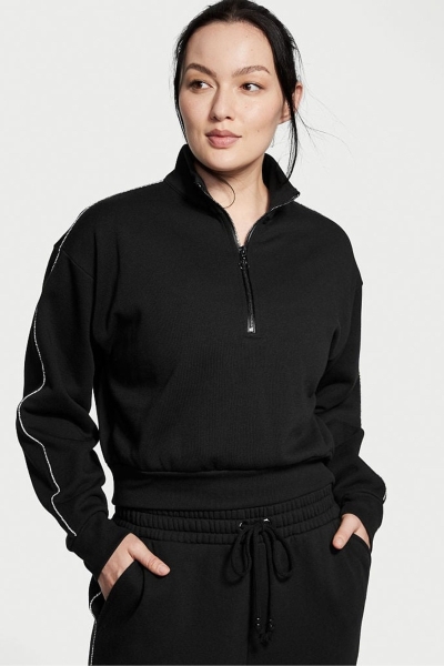 Victoria's Secret Half Zip High Neck Lounge Sweatshirt Negras | 230614TYO