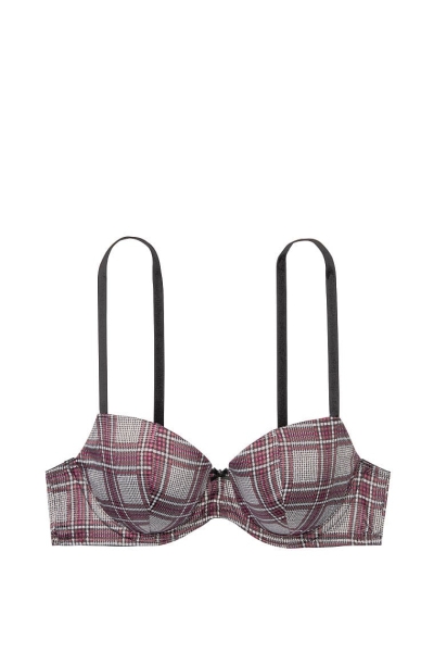 Victoria's Secret Lightly-Forro Demi Bra Coconut White/Black Plaid | 901735TCN