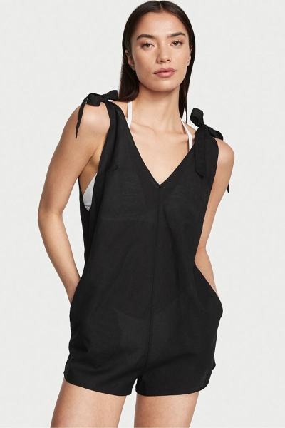 Victoria's Secret Linen Playsuit Cover Up Negras | 760241MHE